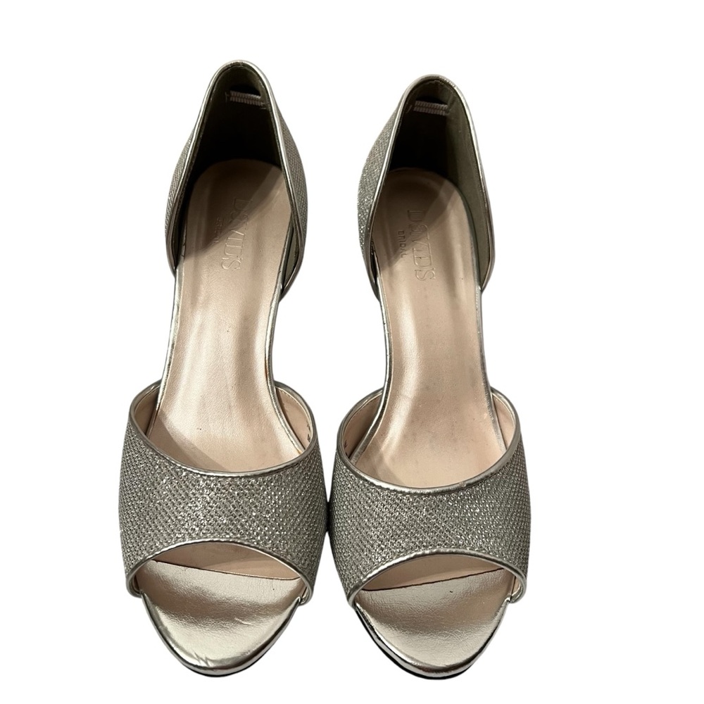 David’s Bridal Jade Silver Metallic Open Toe Shoe Size 7 M